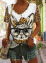 Women Easter (rabbit) Short Sleeve Tee T-shirt V Neck Casual Summer Top