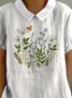 Women Floral Half Sleeve Blouse Summer Shawl Collar Daily Casual Top