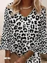 Women's Leopard Half Sleeve Summer Printing Dress V Neck Daily Casual Midi Classic H-Line Dress