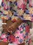 Women's Floral Half Sleeve Summer Printing Dress V Neck Daily Casual Midi Classic H-Line Dress
