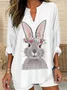 Women Easter (rabbit) Long Sleeve Blouse Spring/Fall V Neck Daily Casual Top