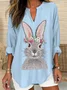 Women Easter (rabbit) Long Sleeve Blouse Spring/Fall V Neck Daily Casual Top