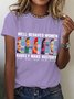 Women Text Letters Short Sleeve Tee T-shirt Crew Neck Casual Summer Top
