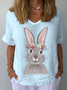 Women Easter (rabbit) Short Sleeve Blouse Summer Crew Neck Daily Casual Top