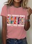 Women Text Letters Short Sleeve Tee T-shirt Crew Neck Casual Summer Top