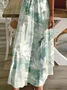 Women Floral Sleeveless Summer Printing Dress V Neck Daily Casual Maxi Slip Dress X-Line Dress