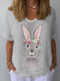 Women Easter (rabbit) Short Sleeve Blouse Summer Crew Neck Daily Casual Top