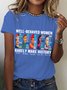 Women Text Letters Short Sleeve Tee T-shirt Crew Neck Casual Summer Top