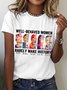 Women Text Letters Short Sleeve Tee T-shirt Crew Neck Casual Summer Top