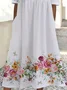 Women Floral Short Sleeve Summer Printing Dress Crew Neck Daily Casual Maxi Shift Dress H-Line Dress