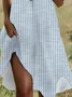 Women Striped Short Sleeve Summer Printing Dress Crew Neck Daily Casual Mini Tunic H-Line Dress