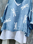 Women Animal Long Sleeve Tee T-shirt V Neck Vintage Spring/Fall Top