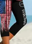 Women Independence Day (Flag) Capris Elastic Waist Pant Casual Summer Trousers