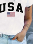 Women Independence Day (Flag) Short Sleeve Tee T-shirt Crew Neck Printing Casual Summer Graphic Tee Top
