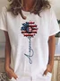 Women Independence Day (Flag) Short Sleeve Tee T-shirt Crew Neck Printing Casual Summer Graphic Tee Top