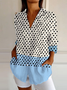 Women's Long Sleeve Shirt Spring/Fall Multicolor Block Shawl Collar Daily Going Out Casual Top