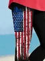 Women Independence Day (Flag) Capris Elastic Waist Pant Casual Summer Trousers