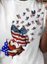 Women Independence Day (Flag) Short Sleeve Tee T-shirt Crew Neck Printing Casual Summer Graphic Tee Top