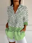 Women's Long Sleeve Shirt Spring/Fall Multicolor Block Shawl Collar Daily Going Out Casual Top