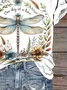 Women Floral Short Sleeve Tee T-shirt V Neck Casual Summer Top