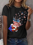 Women Independence Day (Flag) Short Sleeve Tee T-shirt Crew Neck Printing Casual Summer Graphic Tee Top