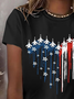 Women Independence Day (Flag) Short Sleeve Tee T-shirt Crew Neck Printing Casual Summer Graphic Tee Top