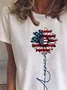 Women Independence Day (Flag) Short Sleeve Tee T-shirt Crew Neck Printing Casual Summer Graphic Tee Top
