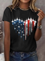 Women Independence Day (Flag) Short Sleeve Tee T-shirt Crew Neck Printing Casual Summer Graphic Tee Top