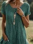 Women Polka Dots Short Sleeve Summer Printing Dress Crew Neck Daily Casual Mini Tunic H-Line Dress