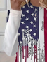 Women Independence Day (Flag) Long Sleeve Tee T-shirt Crew Neck Printing Casual Spring/Fall Graphic Tee Top