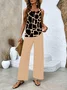 Women Geometric Printing Two-Piece Set Daily Sleeveless Casual Summer Top With Pants Matching Set