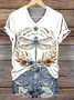 Women Floral Short Sleeve Tee T-shirt V Neck Casual Summer Top