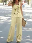 Women Floral Two-Piece Set Daily Sleeveless Casual Summer Matching Set