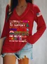 Women Text Letters Long Sleeve Tee T-shirt V Neck Casual Spring/Fall Top