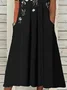 Women Floral Short Sleeve Summer Printing Dress V Neck Daily Casual Maxi Fit & Flare Dress H-Line Dress