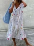 Women Floral Sleeveless Summer Dress V Neck Daily Casual Maxi A-Line Dress