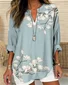 Women's Floral Long Sleeve Shirt Spring/Fall V Neck Daily Casual Top