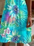 Women Floral Short Sleeve Summer Dress V Neck Daily Casual Midi A-Line Dress
