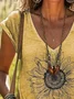 Women Floral Short Sleeve Tee T-shirt V Neck Printing Casual Summer Graphic Tee Top
