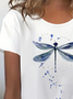 Women Dragonfly Short Sleeve Tee T-shirt Crew Neck Printing Casual Summer Graphic Tee Top