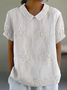 Women Floral Short Sleeve Shirt Summer Printing Shawl Collar Daily Casual Top