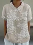 Women Floral Short Sleeve Shirt Summer Printing Shawl Collar Daily Casual Top