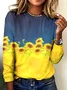 Women Floral Long Sleeve Tee T-shirt Crew Neck Casual Spring/Fall Top