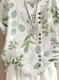 Women Floral Half Sleeve Blouse Summer Crew Neck Daily Casual Top