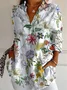 Women Floral Long Sleeve Shirt Spring/Fall Shirt Collar Daily Casual Top