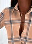 Women Plaid Long Sleeve Shirt Spring/Fall Shirt Collar Daily Casual Top