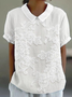Women Floral Short Sleeve Shirt Summer Printing Shawl Collar Daily Casual Top