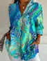 Women Abstract Long Sleeve Shirt Spring/Fall Shirt Collar Daily Casual Top