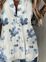 Women Floral Long Sleeve Shirt Spring/Fall Printing Shirt Collar Daily Casual Top