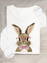 Women Rabbit Long Sleeve Blouse Spring/Fall Crew Neck Daily Casual Top